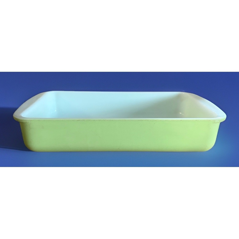 Vintage Pyrex Lime Green refigerator dish Opal glass food storage No Lid